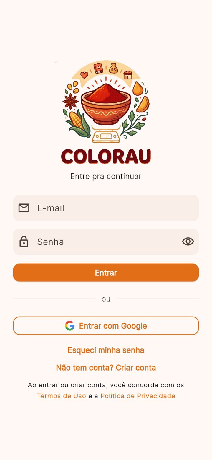 Tela de entrada do Colorau