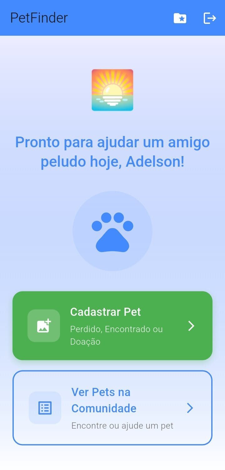 Tela inicial do PetFinder