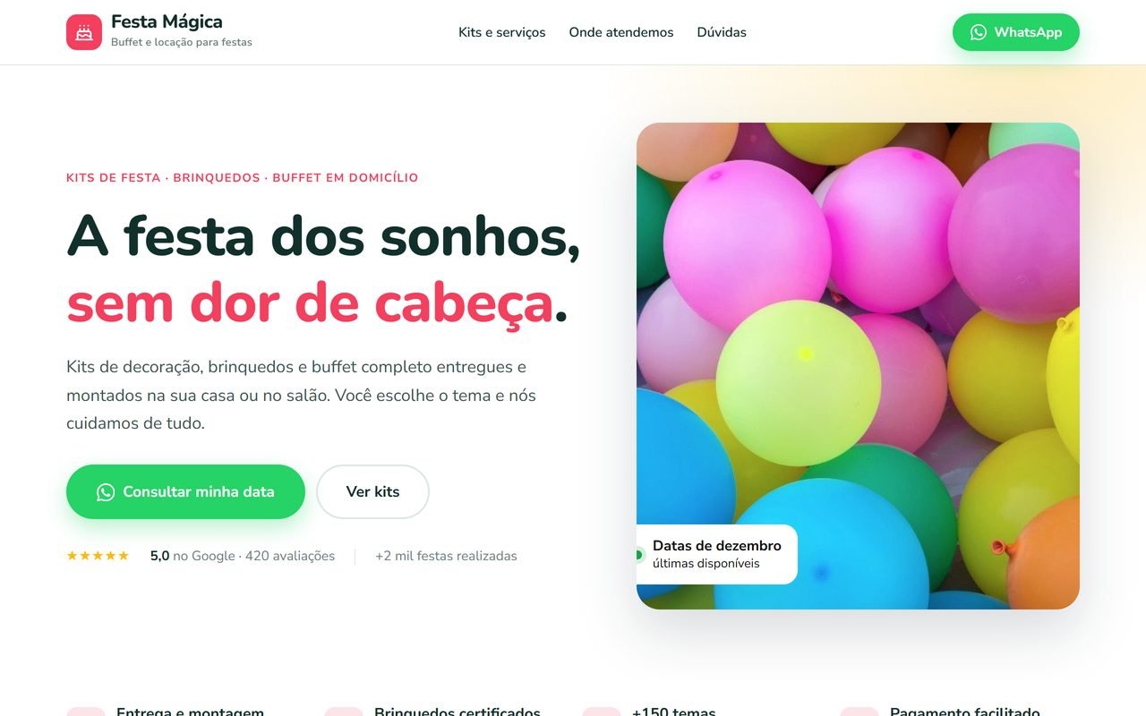 Modelo Buffet infantil e locação para festas