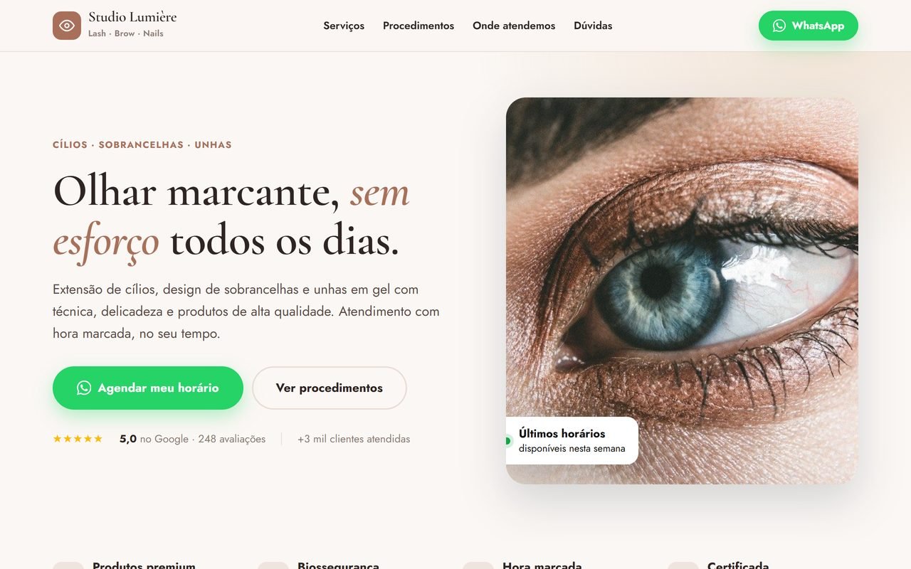 Modelo Lash designer, unhas e sobrancelhas
